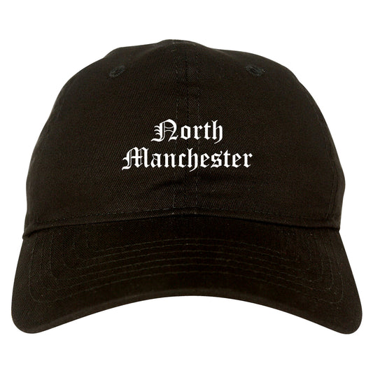 North Manchester Indiana IN Old English Mens Dad Hat Baseball Cap Black