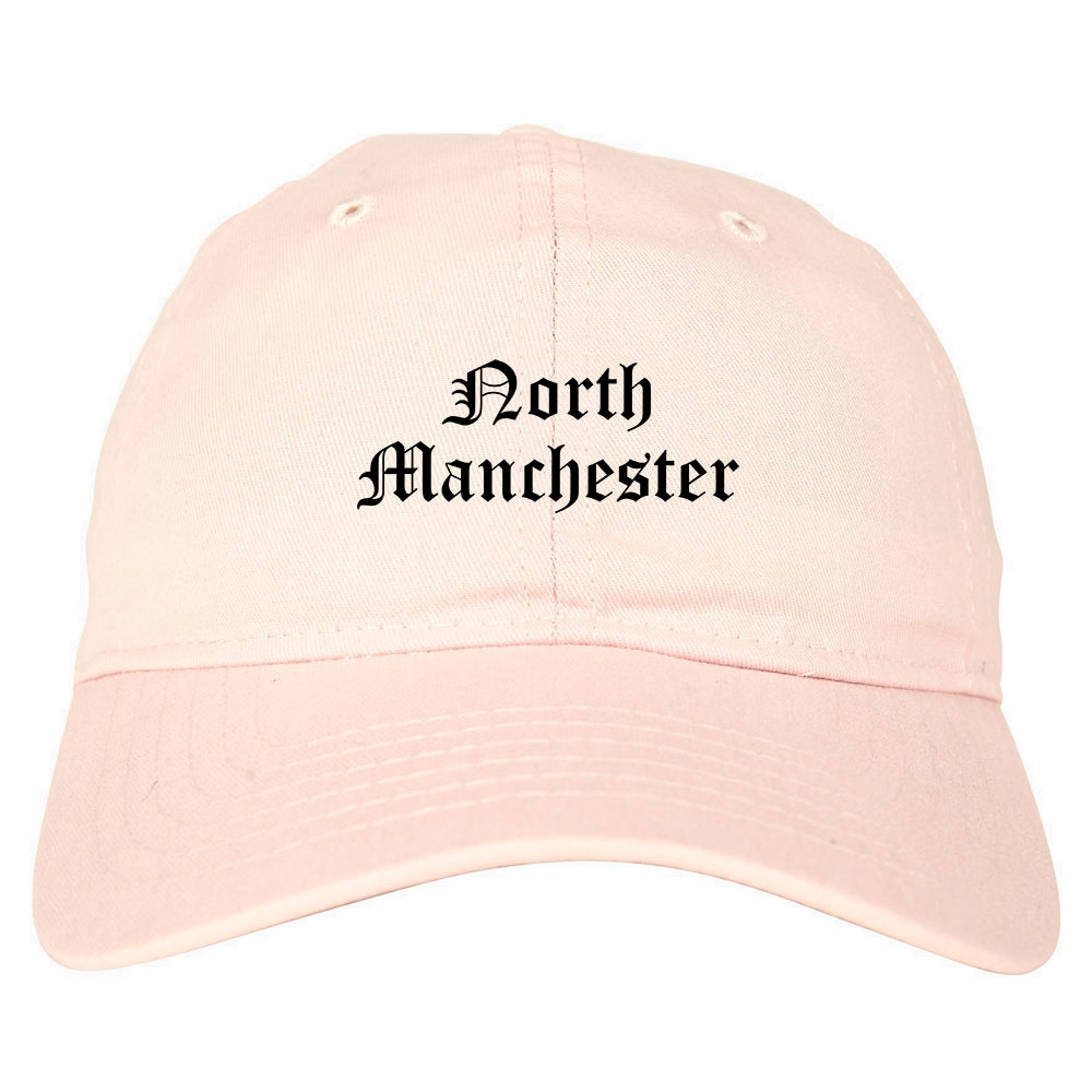 North Manchester Indiana IN Old English Mens Dad Hat Baseball Cap Pink