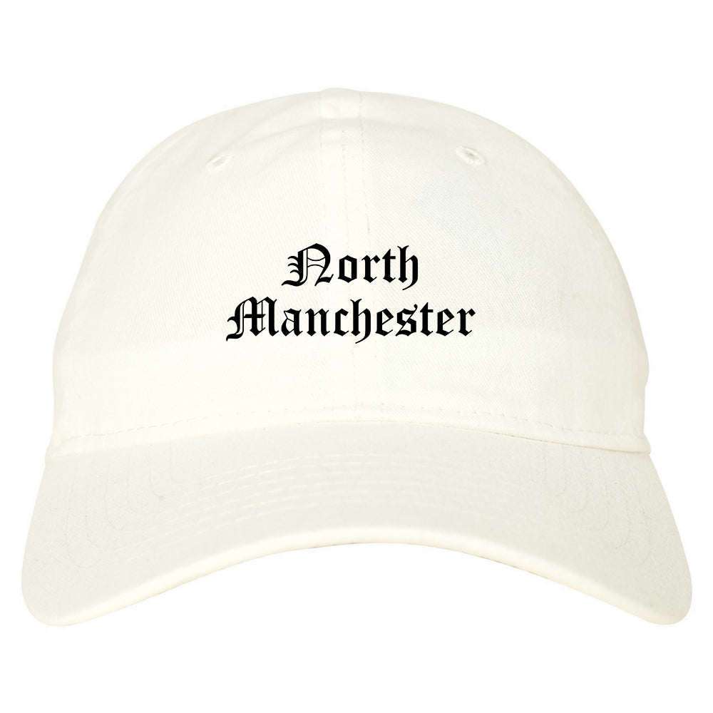 North Manchester Indiana IN Old English Mens Dad Hat Baseball Cap White