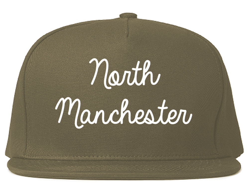 North Manchester Indiana IN Script Mens Snapback Hat Grey