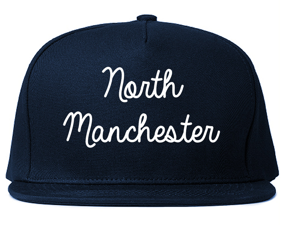 North Manchester Indiana IN Script Mens Snapback Hat Navy Blue