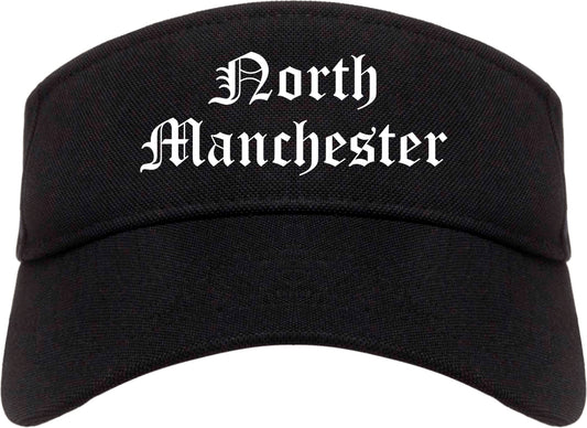 North Manchester Indiana IN Old English Mens Visor Cap Hat Black