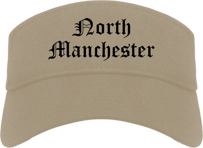 North Manchester Indiana IN Old English Mens Visor Cap Hat Khaki
