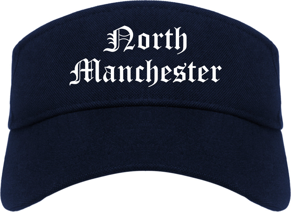 North Manchester Indiana IN Old English Mens Visor Cap Hat Navy Blue