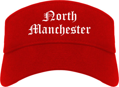 North Manchester Indiana IN Old English Mens Visor Cap Hat Red