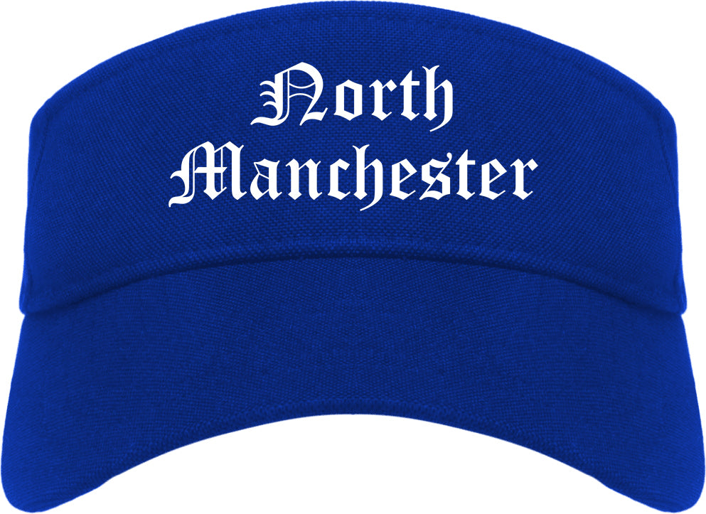 North Manchester Indiana IN Old English Mens Visor Cap Hat Royal Blue