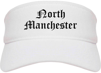 North Manchester Indiana IN Old English Mens Visor Cap Hat White