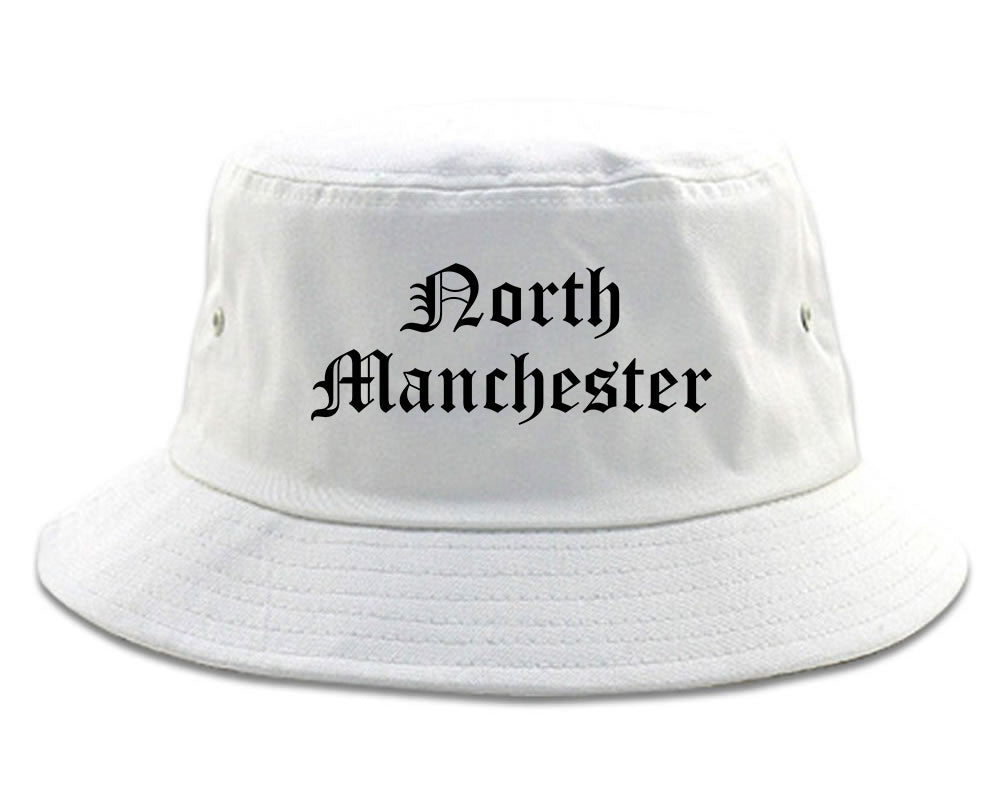 North Manchester Indiana IN Old English Mens Bucket Hat White