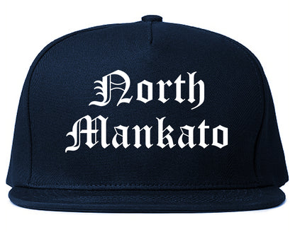 North Mankato Minnesota MN Old English Mens Snapback Hat Navy Blue