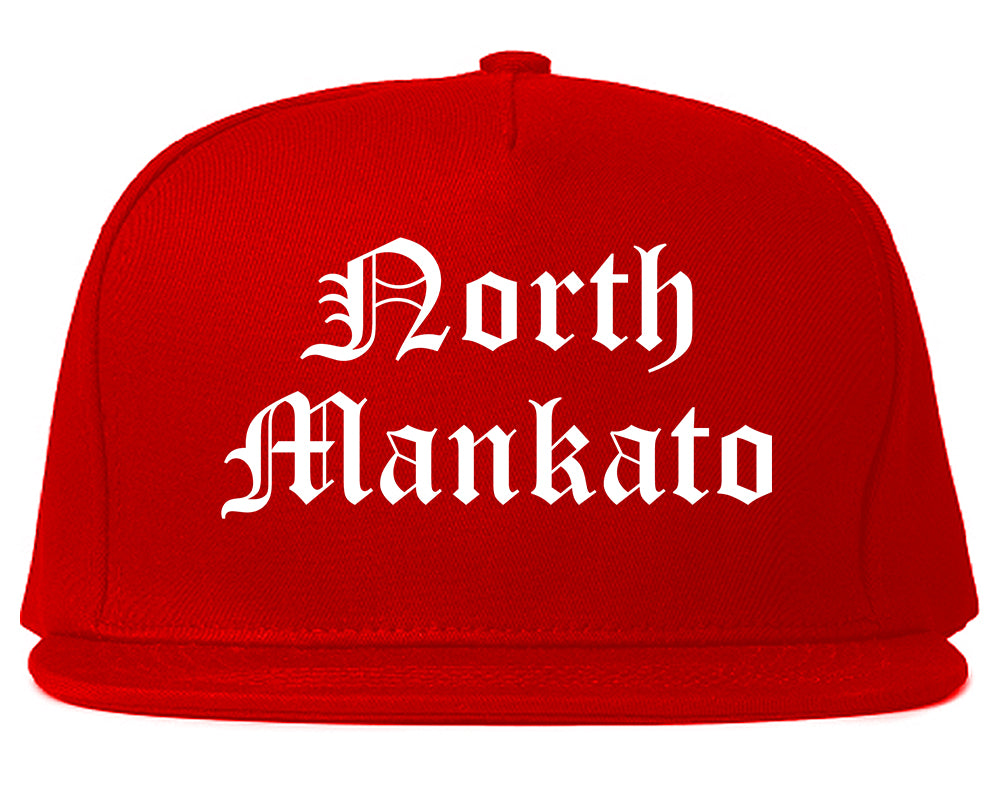 North Mankato Minnesota MN Old English Mens Snapback Hat Red