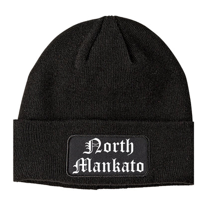 North Mankato Minnesota MN Old English Mens Knit Beanie Hat Cap Black