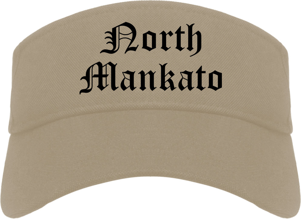 North Mankato Minnesota MN Old English Mens Visor Cap Hat Khaki
