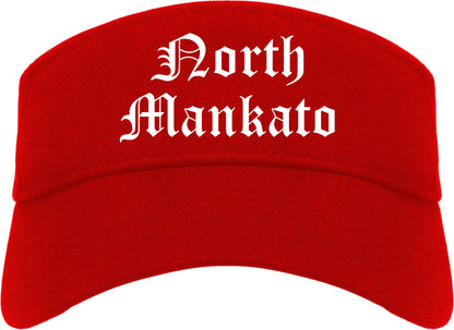 North Mankato Minnesota MN Old English Mens Visor Cap Hat Red