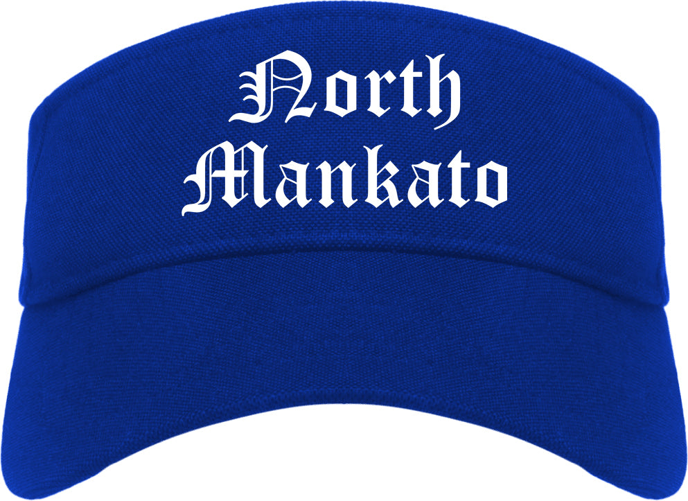 North Mankato Minnesota MN Old English Mens Visor Cap Hat Royal Blue