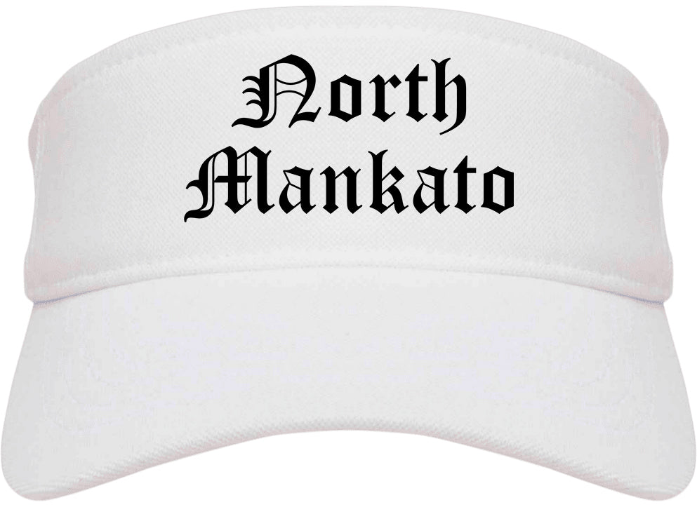 North Mankato Minnesota MN Old English Mens Visor Cap Hat White