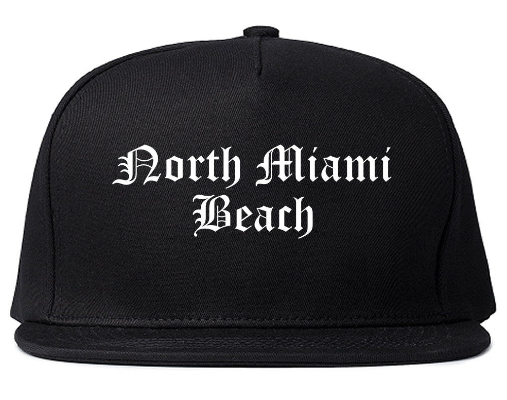 North Miami Beach Florida FL Old English Mens Snapback Hat Black