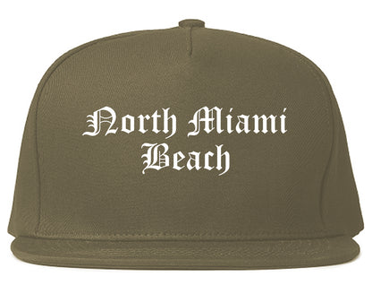 North Miami Beach Florida FL Old English Mens Snapback Hat Grey