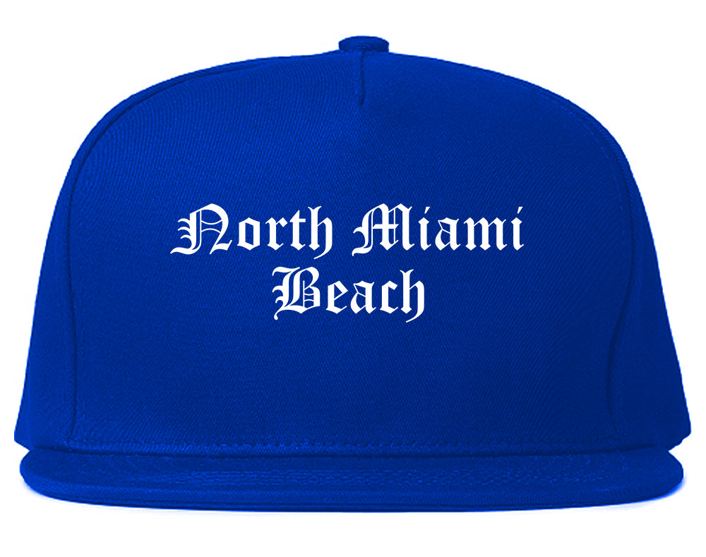 North Miami Beach Florida FL Old English Mens Snapback Hat Royal Blue
