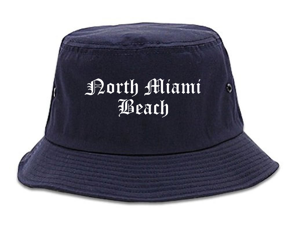 North Miami Beach Florida FL Old English Mens Bucket Hat Navy Blue