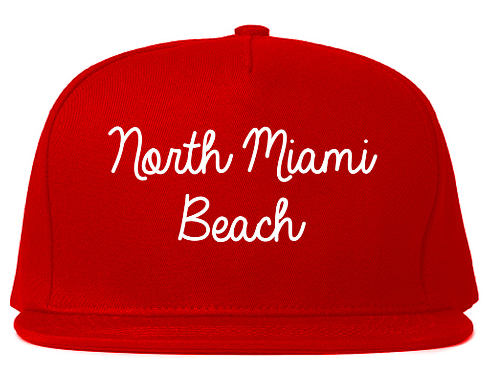 North Miami Beach Florida FL Script Mens Snapback Hat Red