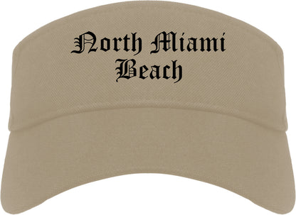 North Miami Beach Florida FL Old English Mens Visor Cap Hat Khaki