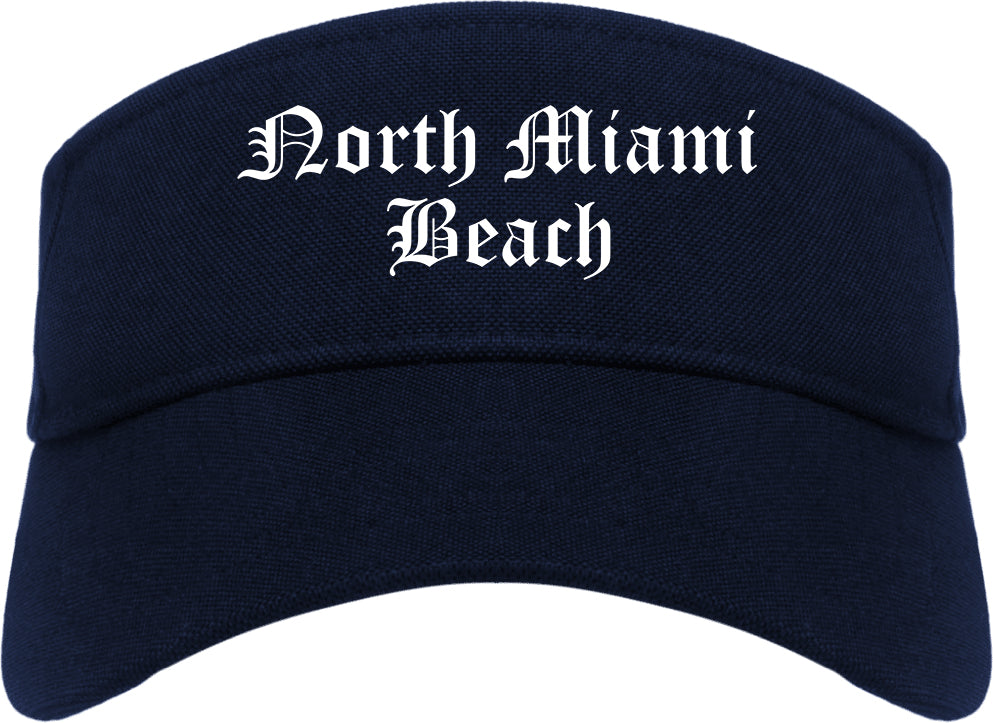 North Miami Beach Florida FL Old English Mens Visor Cap Hat Navy Blue