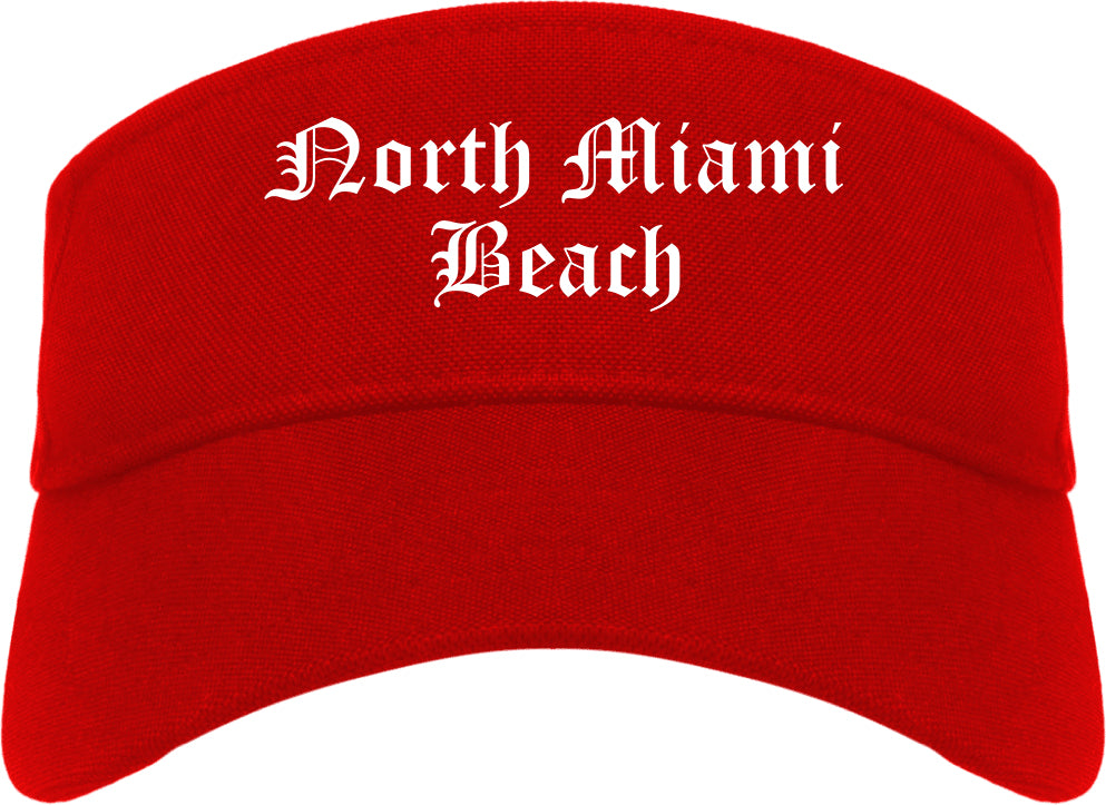 North Miami Beach Florida FL Old English Mens Visor Cap Hat Red