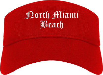 North Miami Beach Florida FL Old English Mens Visor Cap Hat Red