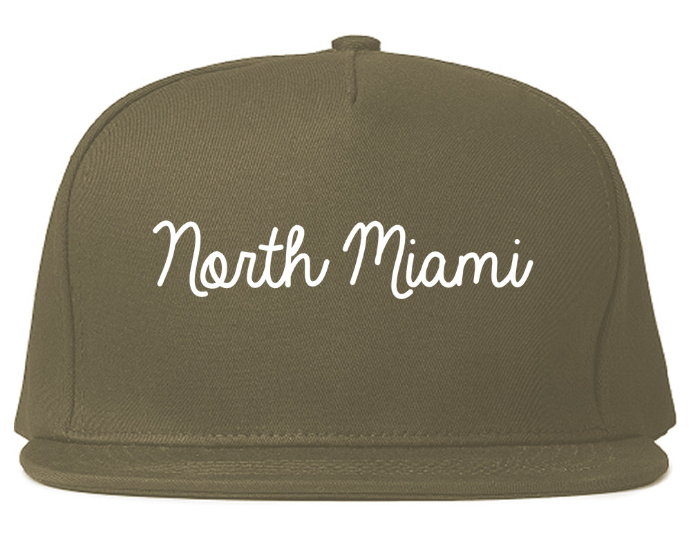 North Miami Florida FL Script Mens Snapback Hat Grey