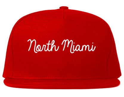 North Miami Florida FL Script Mens Snapback Hat Red