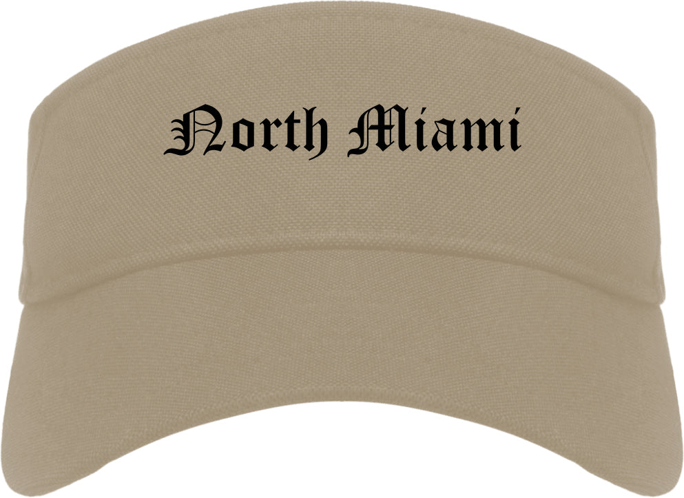 North Miami Florida FL Old English Mens Visor Cap Hat Khaki