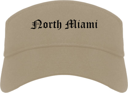 North Miami Florida FL Old English Mens Visor Cap Hat Khaki