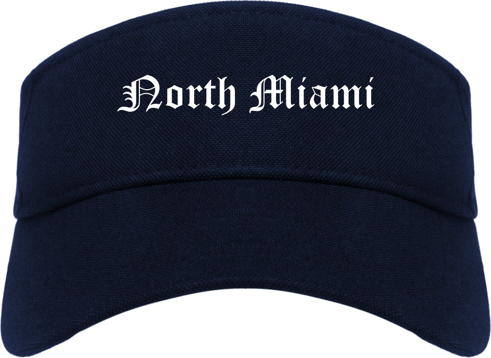 North Miami Florida FL Old English Mens Visor Cap Hat Navy Blue