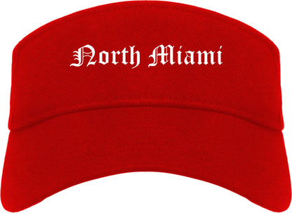 North Miami Florida FL Old English Mens Visor Cap Hat Red