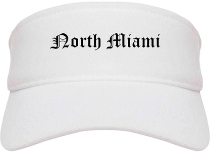 North Miami Florida FL Old English Mens Visor Cap Hat White