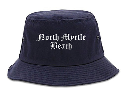 North Myrtle Beach South Carolina SC Old English Mens Bucket Hat Navy Blue