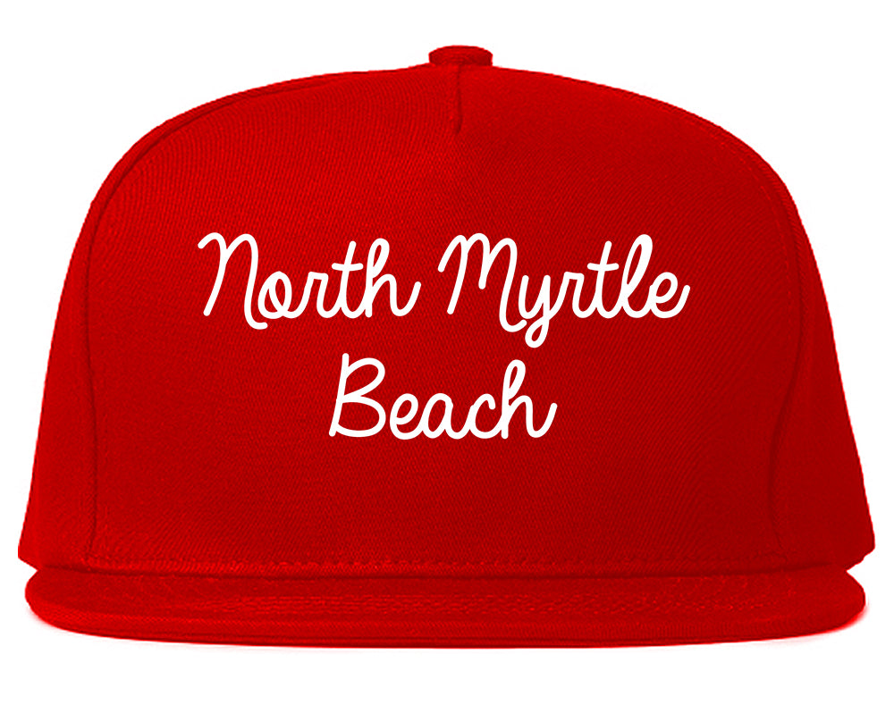 North Myrtle Beach South Carolina SC Script Mens Snapback Hat Red