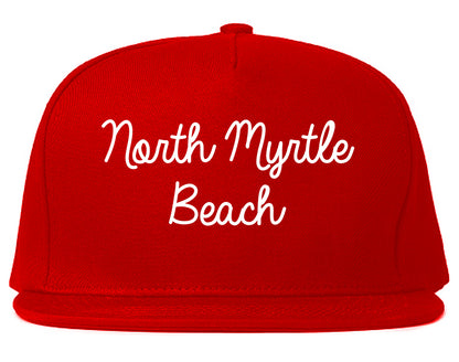 North Myrtle Beach South Carolina SC Script Mens Snapback Hat Red