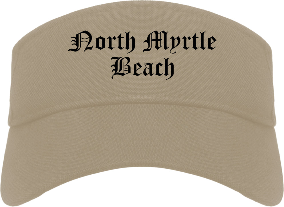 North Myrtle Beach South Carolina SC Old English Mens Visor Cap Hat Khaki