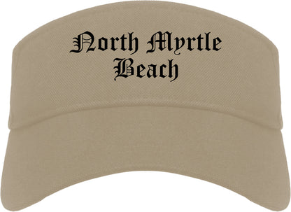 North Myrtle Beach South Carolina SC Old English Mens Visor Cap Hat Khaki