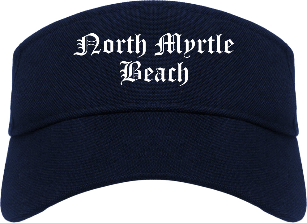 North Myrtle Beach South Carolina SC Old English Mens Visor Cap Hat Navy Blue