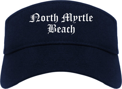 North Myrtle Beach South Carolina SC Old English Mens Visor Cap Hat Navy Blue