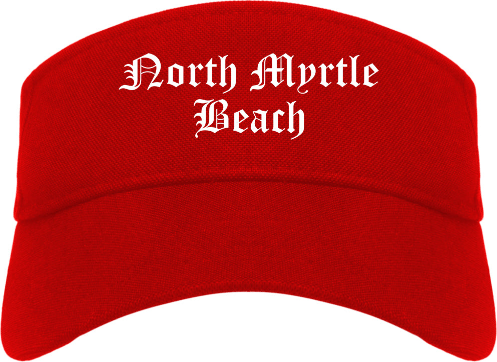 North Myrtle Beach South Carolina SC Old English Mens Visor Cap Hat Red