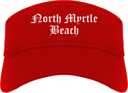 North Myrtle Beach South Carolina SC Old English Mens Visor Cap Hat Red