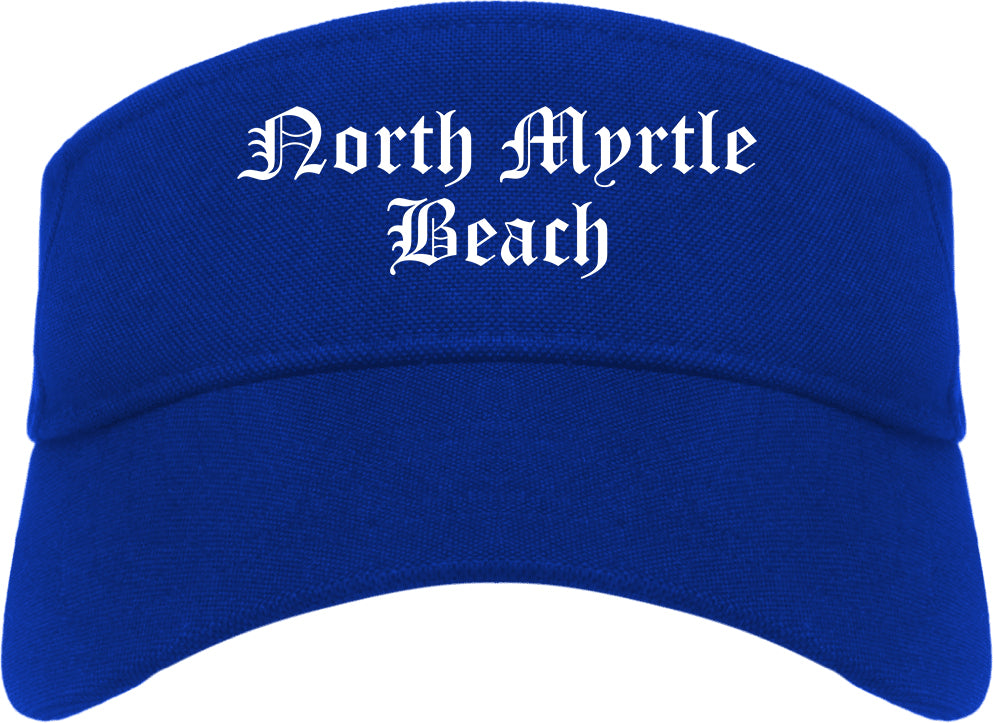 North Myrtle Beach South Carolina SC Old English Mens Visor Cap Hat Royal Blue