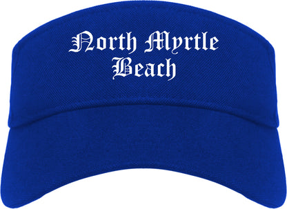 North Myrtle Beach South Carolina SC Old English Mens Visor Cap Hat Royal Blue