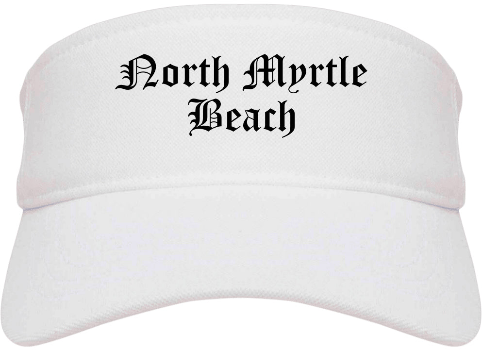 North Myrtle Beach South Carolina SC Old English Mens Visor Cap Hat White
