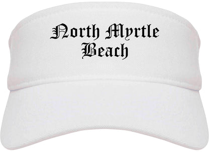 North Myrtle Beach South Carolina SC Old English Mens Visor Cap Hat White