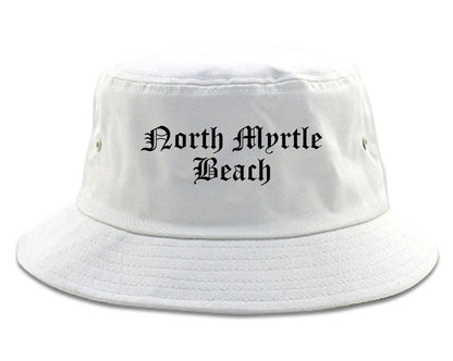 North Myrtle Beach South Carolina SC Old English Mens Bucket Hat White