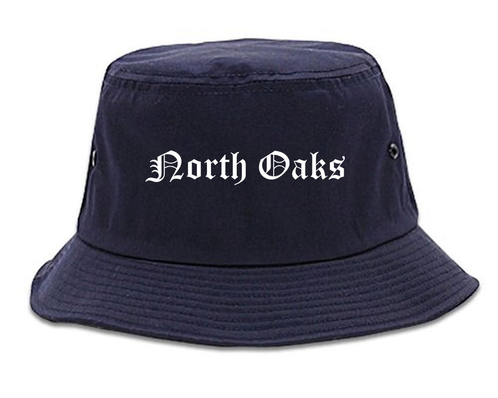 North Oaks Minnesota MN Old English Mens Bucket Hat Navy Blue